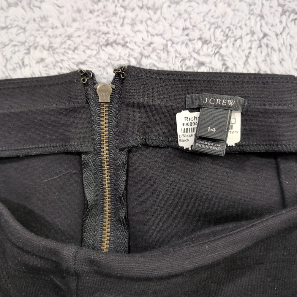 J. Crew Women's Black Size 14 Mid Rise Crop Leggings Pants Leather Trim Back Zip - Picture 4 of 16